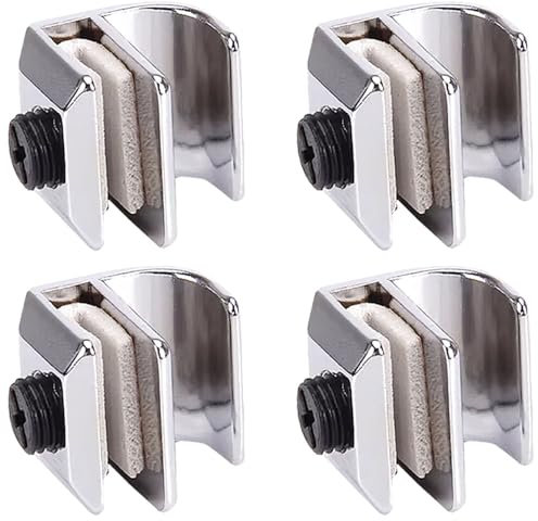 Lot de 4 poignées de porte en verre en alliage de zinc, sans perçage, accessoires de rechange pour meubles, tiroirs, vitrines (verre de 3 à 5 mm d'épaisseur)