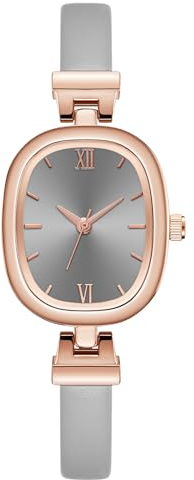 CIVO Analog Damenuhr Leder Armbanduhr: Eckig Damen Uhr Klein - Wasserdicht Uhr für Frauen Quarz Klassische Grau