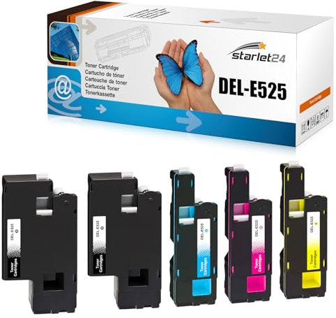 Starlet24 5X E525 E525W Toner Kompatibel für Dell E525W Toner Schwarz Cyan Magenta Gelb für 593-BBLN 593-BBLZ 593-BBLV 593-BBLL