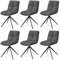 Juskys Drehstuhl Dallas Cord 6er Set - Esszimmerstühle, drehbar, Cord Bezug, Stuhl 120 kg belastbar, Stühle, Esszimmer, Esszimmerstuhl - Hellgrau