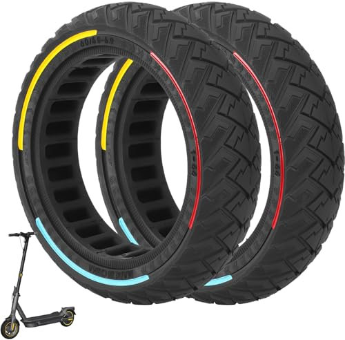 VOLOHAS 60/65-6,9 Ersatzräder Vollgummireifen 10 Zoll Solide Reifen für Ninebot Max G2 G2D G2E G65 F3 F3 Pro Elektroroller Hinten Ersatzreifen Vollreifen Anti-Rutsch Pannensicher (Farbe 2 Stück)