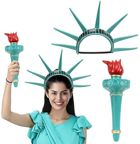 Freiheitsstatue Krone Und Fackel, Stirnband Und Fackel Der Freiheitsstatue,Verstellbares Stirnband Der Freiheitsstatue | Freiheitsstatue Kostüm | Fackel Der Freiheitsstatue Kostüm Accessoire Cosplay