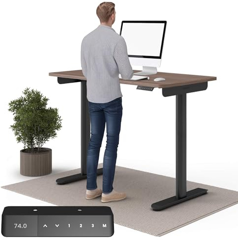 Ergotopia Desktopia One höhenverstellbarer Schreibtisch | elektrischer Schreibtisch höhenverstellbar | Bürotisch höhenverstellbar, Verstellbarer Tisch TÜV-geprüft, 7 Jahre Garantie 138x65 cm