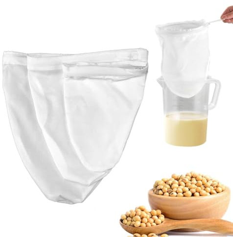 Nussmilchbeutel, 3 Stück Milchbeutel Wiederverwendbar Nut Milk Bag Abseihtuch Waschbar Passiertuch Nussbeutel für Nussmilch, Fruchtsaft, Sojamilch, Gemüsesaft (Dreiecksform)
