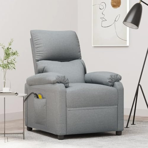 ShGaxin Fauteuil de massage électrique et inclinable en tissu gris clair, fauteuil de relaxation, fauteuil inclinable, fauteuil inclinable 3073827