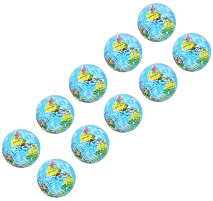 Set von 10 Globus Squeeze Stress Bugs, Schwammball für Stressabbau, Weltweit Thematisches Anti -Stress -Spielzeug