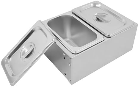 Kaichenyt Recipiente para ingredientes, recipiente para especias de acero inoxidable con 6 compartimentos, recipiente rectangular para utensilios de cocina para fiestas, 90,9 x 18 x 10,5 cm