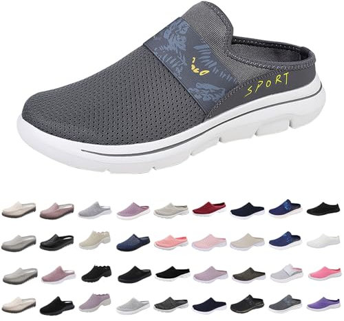 Shoes Women UK Clearance Slip on Mules Womens Mens Clogs Work Shoes Breathable Mesh Wide Fit Slippers Comfortable Orthopedic Arch Support Sandals Sports Direct UK Online Dark Gray 6.5