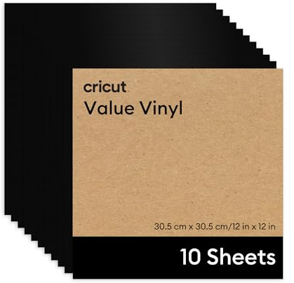 Cricut Vinylfolie für Plotter im Vorteilspack | 10 Blatt | 30,5 cm x 30,5 cm | Selbstklebende, permanente Plotterfolie für alle Cricut Schneidemaschinen | Schwarz