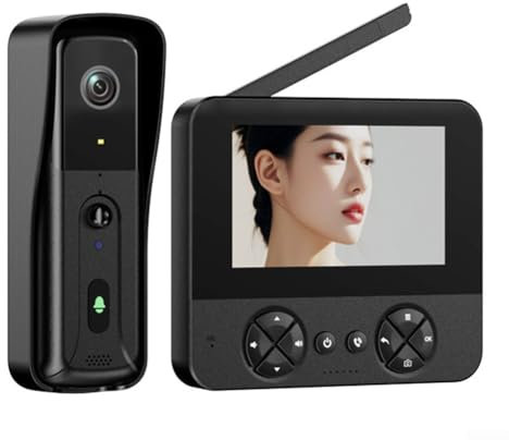 Duplex de dos vías Intercomunicador inalámbrico Video Timbre con 4 3 pulgadas Pantalla y tarjeta de memoria Soporte (negro)