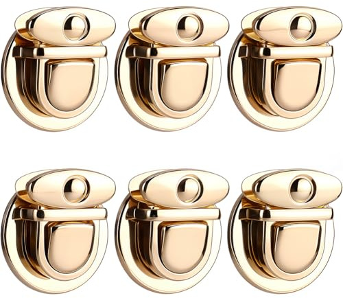 CRASPIRE 6Pcs Tuck Lock Clasp Purse Gold Closure Catch Twist Locks Fasteners Metal Hardware Clip Duck Alloy Buckle Tongue Snap for DIY Shoulder Handle Bags Craft Briefcase Purse Wallet Handbag Making