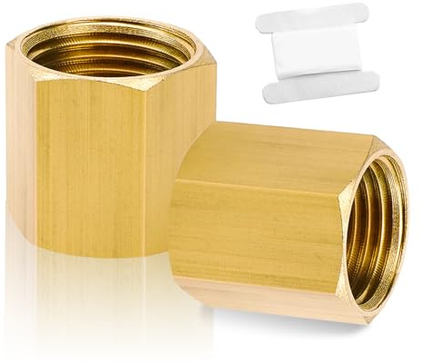2 Stück IG 3/8 Messing Muffe, Innengewinde 3/8 Zoll Verbindungsstück | Messing Doppelmuffe, Sechskant Nippel Kupplung, mit Dichtband, für Rohranschluss