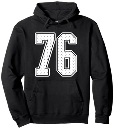 #76 Weiß Vintage Nummer 76 Sport Fan Jersey Style Pullover Hoodie