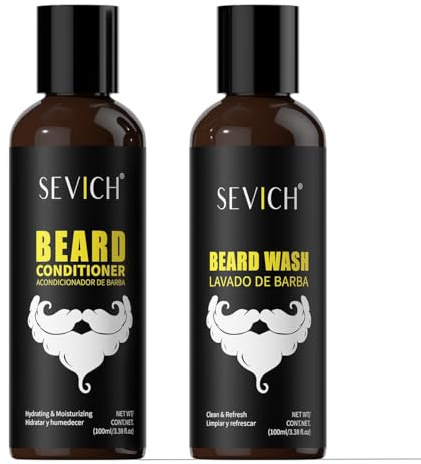 Sevich Bartshampoo Und Conditioner Set Für Männer, Natürliche Pflanzliche Formel Mit Argan- Und Jojobaöl, Tiefenreinigend Und Feuchtigkeitsspendend, Beugt Trockenheit Und Krausen Vor