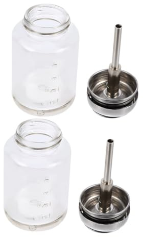 PRETYZOOM Flacons Pressoirs 100ml en Verre Transparent Lot de 2 Bouteille Vide Légers et Réutilisables et Stockage Pratique pour Doseur Alcool