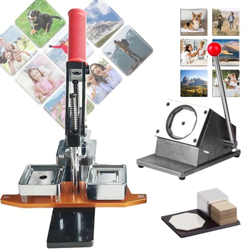 3x2 Inch Fridge Magnet Making Machine, 2.5x2.5 Inch Photo Magnet Machine, 3.5x2.5 Inch Magnets Maker Machines Kit, 2x2 Inch Magnets Press Machines Kit, Press + Paper Cutter + 100 Sets Supplies
