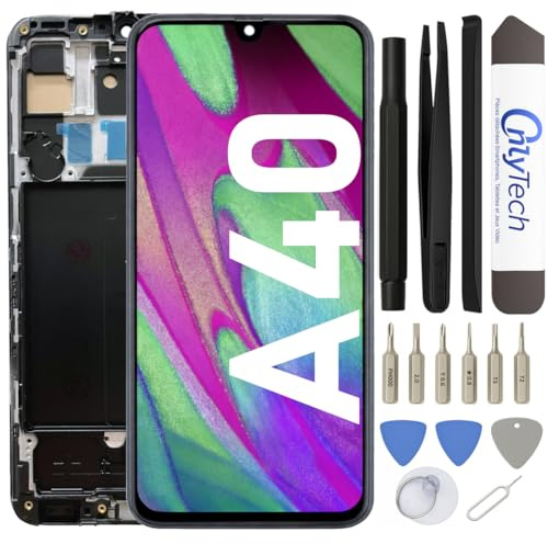 OnlyTech - Écran LCD Complet avec châssis assemblé de Remplacement pour Samsung Galaxy A40 (SM-A405F) avec kit de réparation 15 Outils