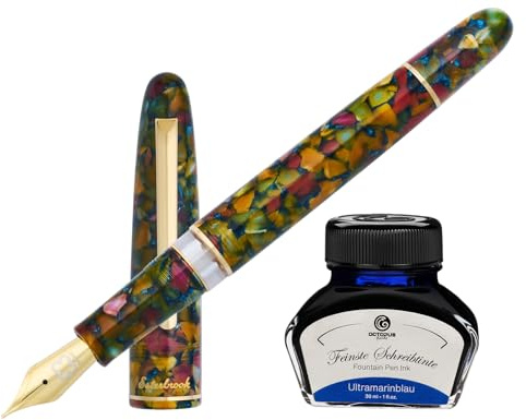 Esterbrook Estie Botanical Garden Gold Trim Filler Fountain Pen with 30ml Ultramarine Blue Ink