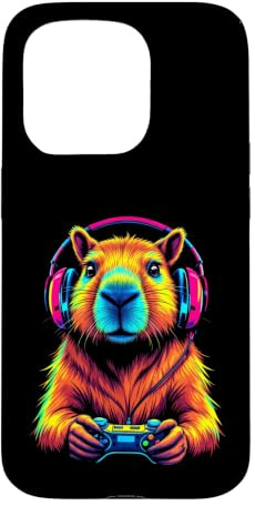 Cool Capybara with Headphones & Game Controller Case for iPhone 15 Pro
