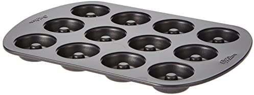 Wilton Donut-Backform mit 12 Mulden Donutform, Hochwertige Donut Backform mit Antihaftbeschichtung für 12 Mini-Donuts, Spülmaschinenfest