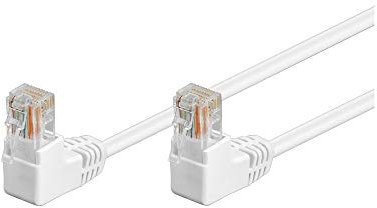 Goobay 96072 CAT 5e Câble de Liaison 2x 90° Coudés, U/UTP, Blanc, 3 m Longueur
