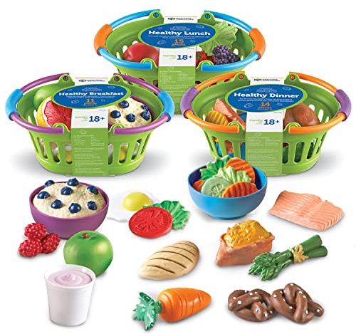 Learning Resources New Sprouts Healthy Foods Basket Bundle - 37 Pieces, Ages 18+ months Pretend Toddler Food, Healthy Play Food for Kids, Toddler Learning Toys