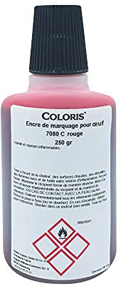 Coloris Encre de marquage pour œuf EU 7080C Rouge 250g (239 ml) en conformité avec la réglementation européenne - bouchon refermable