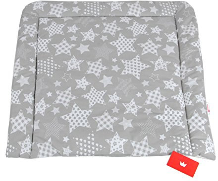 BABYLUX Wickeltischauflage Wickelauflage Baby Wickeltisch 50x70 70x70 80x70 (70 x 70 cm, 96 - Sterne (Groß) Grau)
