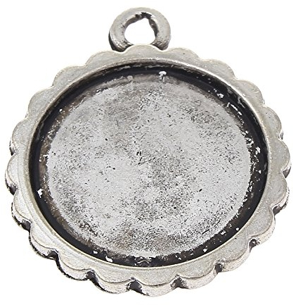 Perlin - 30stk Metall Anhänger Fassungen für 15mm Runde Cabochon-Fassung Rahmen Medaillons M506 x2
