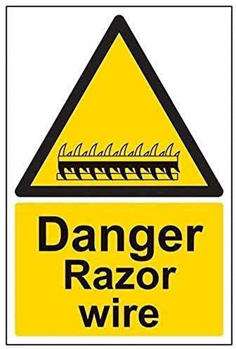V Safety 63007AU-R2 Danger Razor Wire Sign - Portrait - 200mm x 300mm - 2mm Rigid Plastic