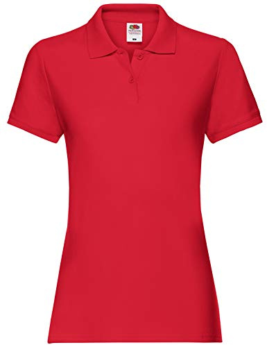 Fruit of the Loom Premium Polo Lady-Fit Women's Polo Shirt, red, S
