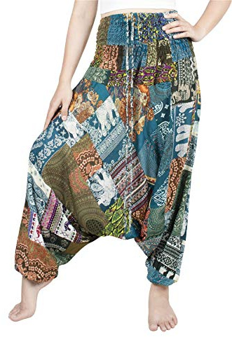 Lofbaz Unisexe Patchwork Hippie Sarouel Décontractée Bouffant Yoga Pantalon