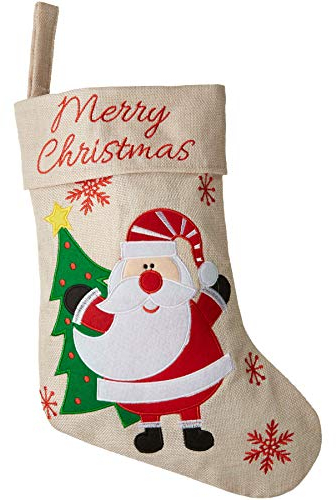 dressforfun 303316 Nikolausstiefel in Jute Optik mit Weihnachtsmann Motiv, ca. 26 x 36,5 cm