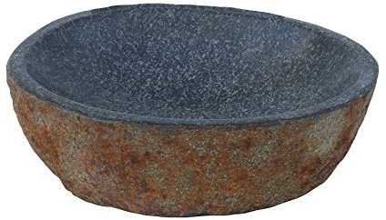 STONE art & more Exklusive Steinschale, Dekoschale, Vogeltränke, oval, Ø ca. 20 cm, Stein Findling, Naturstein, frostfest