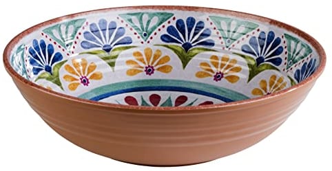 APS 84690 Schale „Arabesque“, Melamin Schale 31 cm Durchmesser, Höhe 9 cm, Innen Dekor: Spanisches Design, Außen Dekor: Terrakottaoptik, 3 Liter