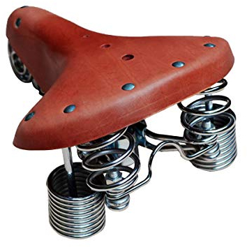 TentHome Vintage Fahrradsattel Fahrradsitz Leder Cityradsättel Sattel gefedert Tourensattel Federsattel mit verbesserten 4 Federn, mit Kloben und Niete (Braun)
