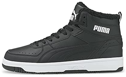 PUMA Unisex Rebound Joy Fur Sneaker, Black White, 43 EU