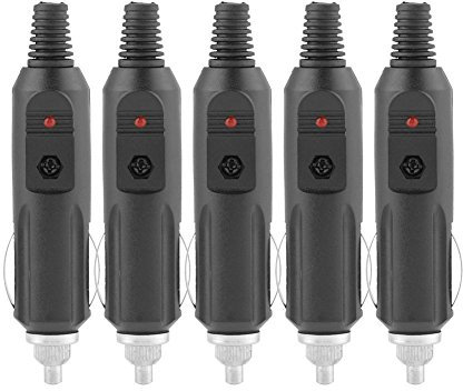 Oumefar 5 uds 12V/24V 5A enchufe de encendedor de cigarrillos macho DIY conector de enchufe macho negro accesorio de coche para toma de mechero de coche