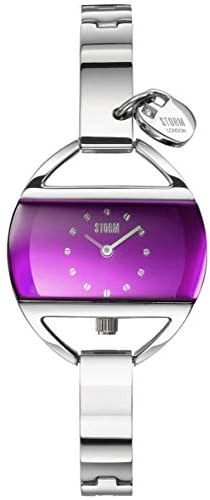 STORM TEMPTRESS-CHARM-LAZER-PURPLE-47013/P, Damenuhr, Armbanduhr, 3 bar Wasserdicht, Charm Anhänger, Edelstahlgehäuse, hochwertiges Mineralglas