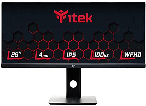Itek Monitor GGF - 29 Pulgadas Flat, WFHD 2560 x 1080 UltraWide, IPS, 100Hz, 21:9, 4ms OD, HAS, 2xHDMI, DP, USB, Speaker, HDR, G-Sync, FreeSync, Negro