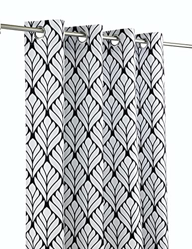 LANDKING Ösenschal, Gardine, Vorhang, Farbe schwarz weiß, Dekoschal, Ella Modern, Blickdicht, 8 Ösen, 140 x 245 cm, Modern, Retro, Polyester