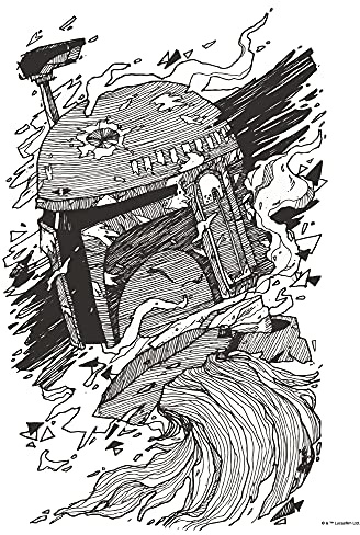 Komar Wandbild - Star Wars Boba Fett Drawing - Größe: 40 x 50 cm (ohne Rahmen) - Dekoration, Kinderzimmer, Poster, Kunstdruck