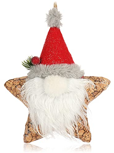 com-four® Weihnachts-Hänger für die Weihnachtsdeko, Christbaumhänger als winterlicher Dekoartikel, Dekofigur als Raumschmuck oder Geschenk (1 Stück - Stern 23cm + Santa)