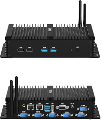 Industrieller Mini PC, Lüfterloser PC, Core i5 4200U, Win 10 Pro, 16GB RAM 256GB SSD, HD, VGA, 2-Display, 2.5Gbe RJ45 Lan, 6 RS232 COM, USB3.0, SIM-Steckplatz, BT4.0, Wifi AC, Auto Power On, RAID
