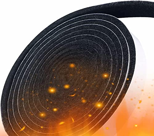 DAZZLEEX 2Meters Black Flat Stove Rope Self Adhesive Glass Seal Stove Fire Rope 10mm/15mm Wide x 2mm Thickness