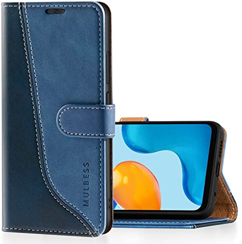 Mulbess Coque pour Xiaomi Redmi Note 11 / Redmi Note 11S, Etui a Rabat, Housse en Cuir, Pochette de Protection Portefeuille, Élégant Diamant Bleu