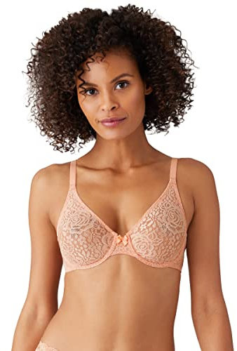Wacoal Women's Halo Lace Unlined Convertible Underwire Bra, Almost Apricot, 34C
