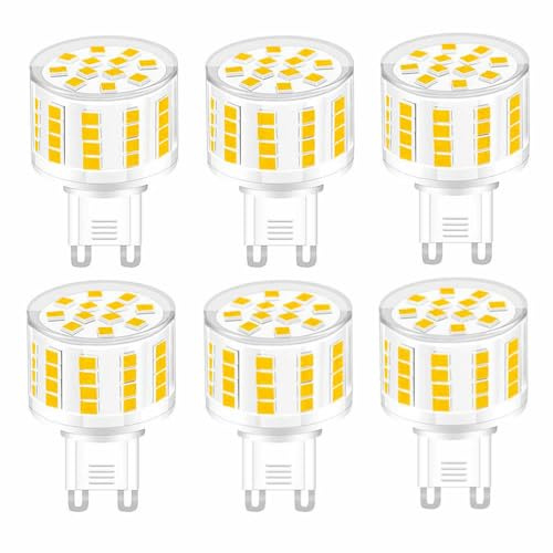 Jiotouhu G9 LED-Glühbirne, nicht dimmbar, G9, 5 W, entspricht 50 W, Halogenlicht, 500 lm, flimmerfreie LED-Lampe, 360-Grad-Winkel, Wechselstrom, 220–240 V, 6 Stück (Warmweiß)