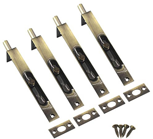 6 Inch Stainless Steel Door Lock Concealed Flush Bolt Slide Latch Bolt with Screws Bronze (4 Pieces)