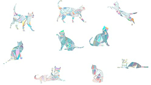 Lukery 3D Fensterfolie Regenbogen, Blickdicht Sichtschutzfolie Fenster Bunt, Sichtschutz Glasfolie Statisch Haftend UV-Schutz ohne Kleber Dekofolie für Büro Wohnzimmer (Katzen)